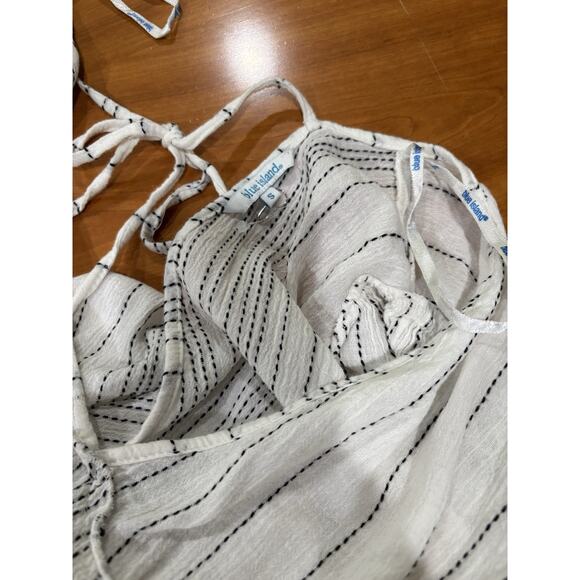 New BLUE ISLAND Stripe Cotton -Gauze Dress SZ Small Tassle Tiered - Picture 5 of 6
